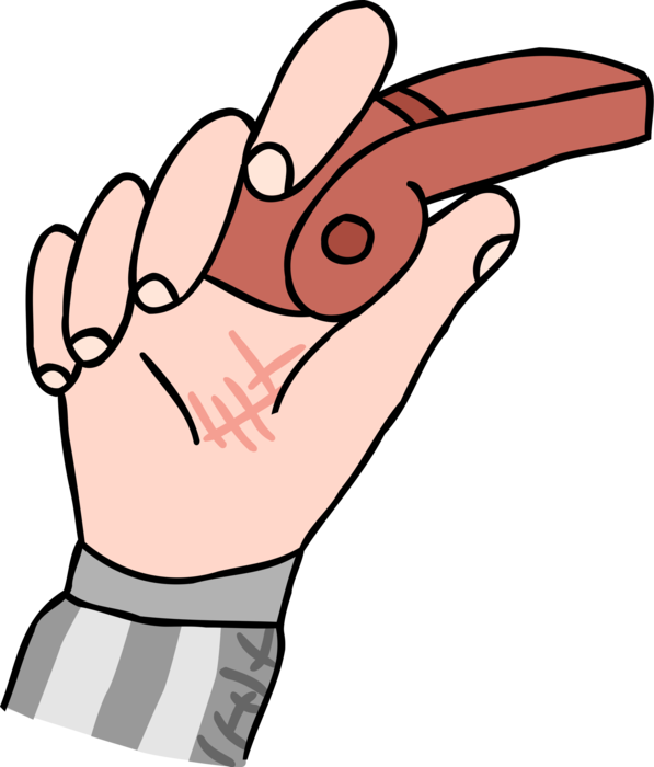 Vector Illustration of Referee Hand with Sports Whistle 