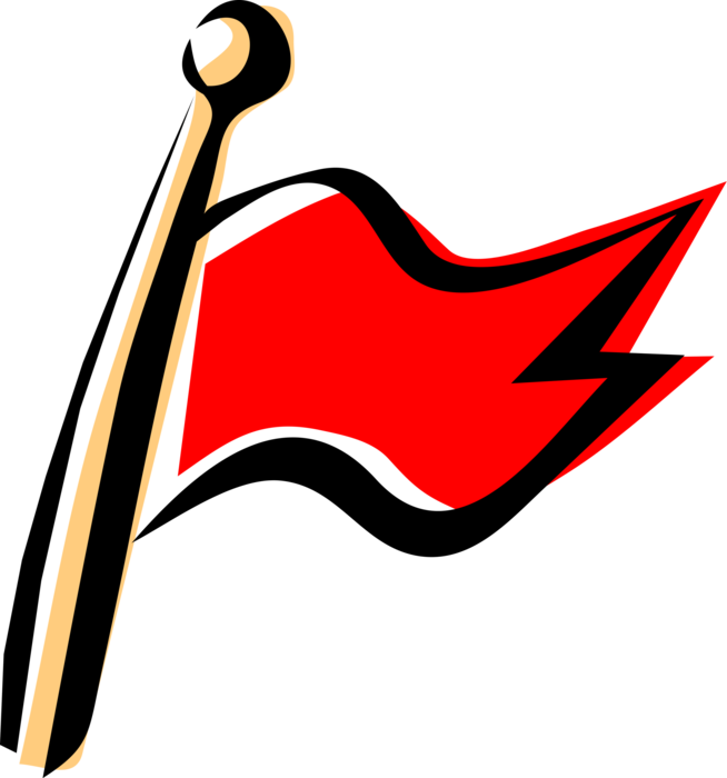 Vector Illustration of Waving Red Flag
