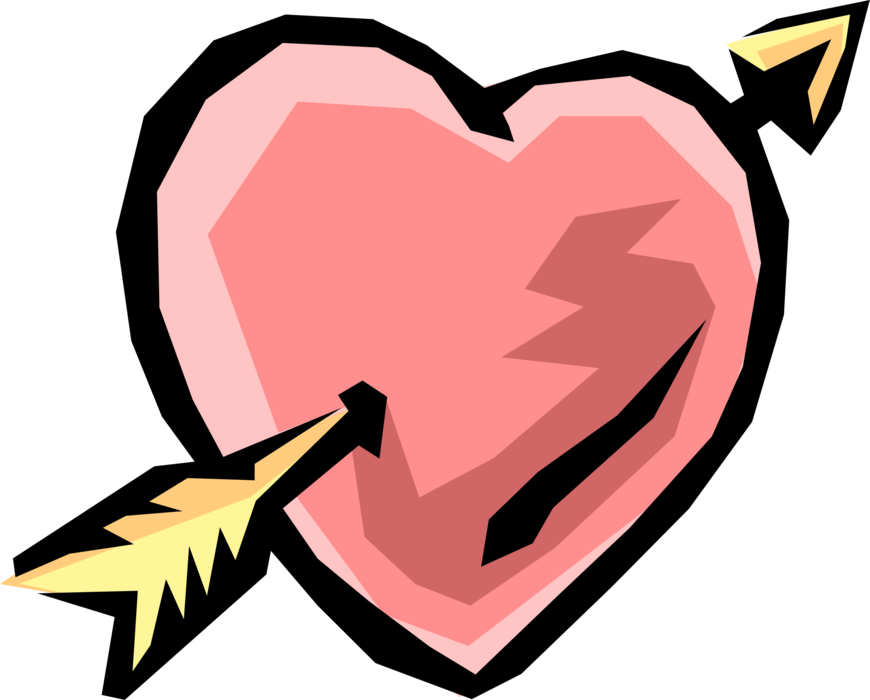 Vector Illustration of Romantic Love Heart with Arrow
