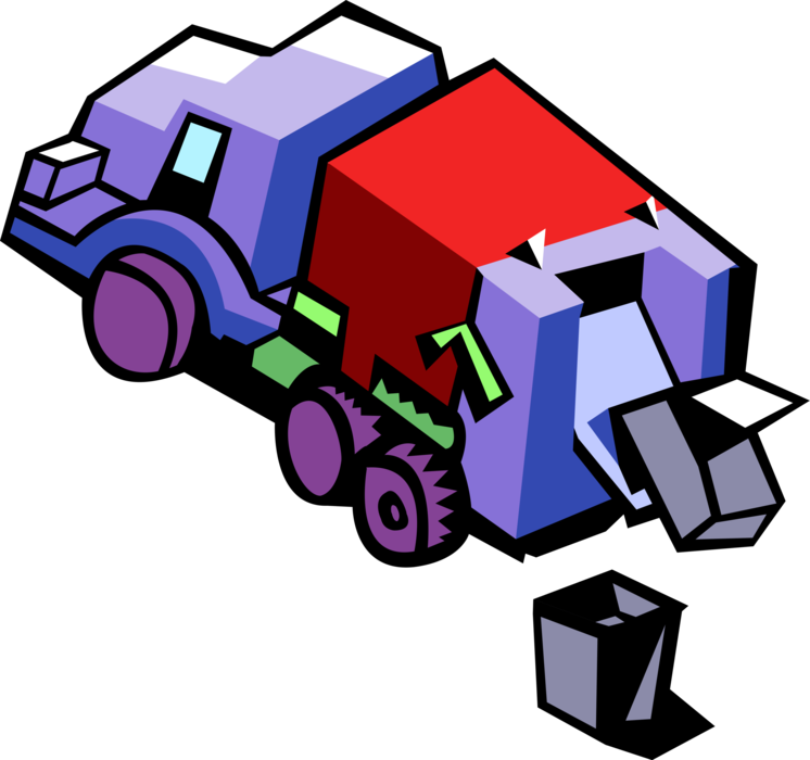 Vector Illustration of Garbage or Sanitation Truck Vehicle