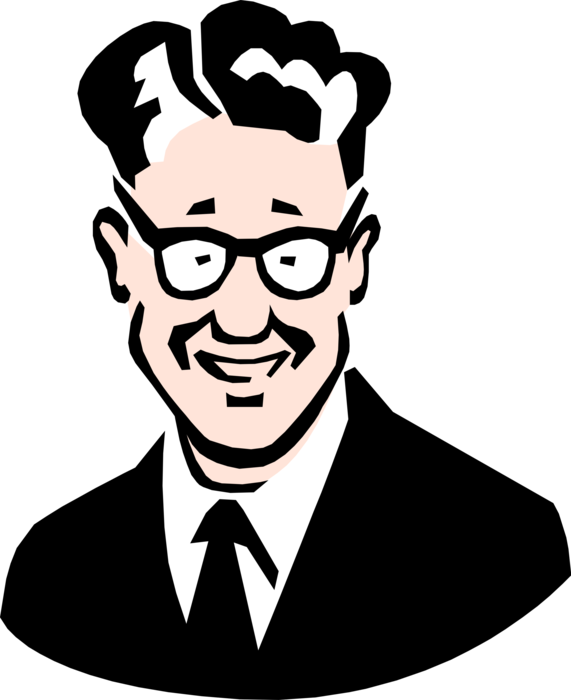 Vector Illustration of 1950's Vintage Style Father Wearing Glasses Eyeglasses to Aid Vision