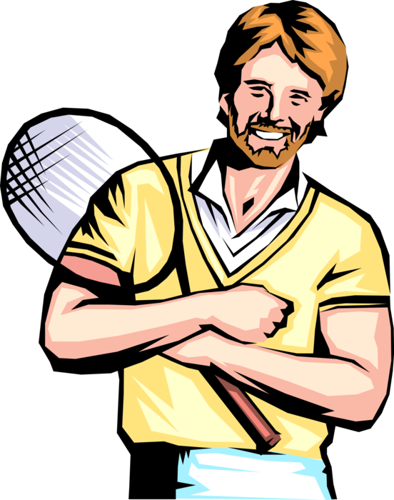 Vector Illustration of Tennis Player with Racket or Racquet