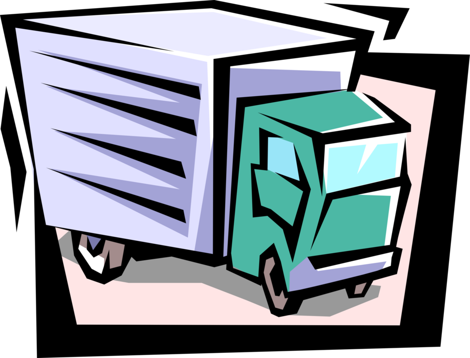 Vector Illustration of Commercial Shipping and Delivery Transport Truck Vehicle