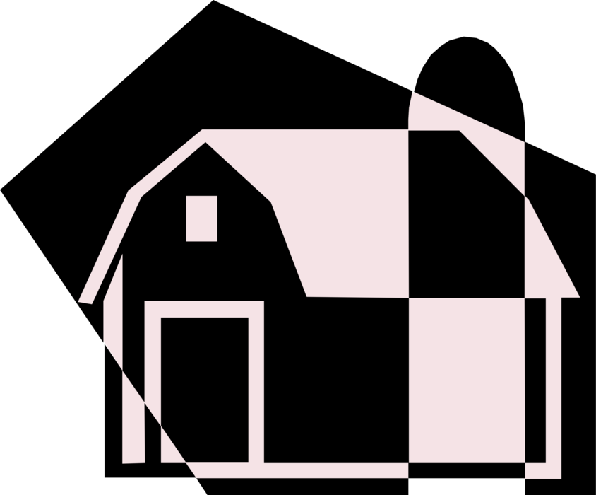 Vector Illustration of Farming and Agriculture Farm Barn Symbol