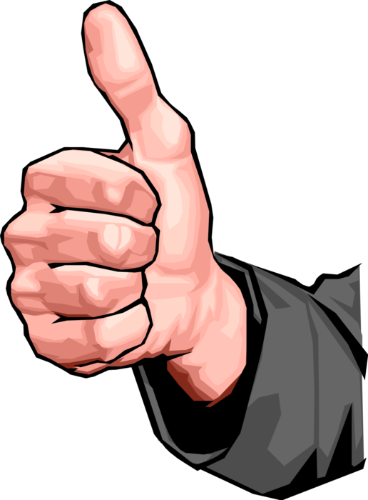 Vector Illustration of Nonverbal Communication Hand Gestures Thumbs-Up OK
