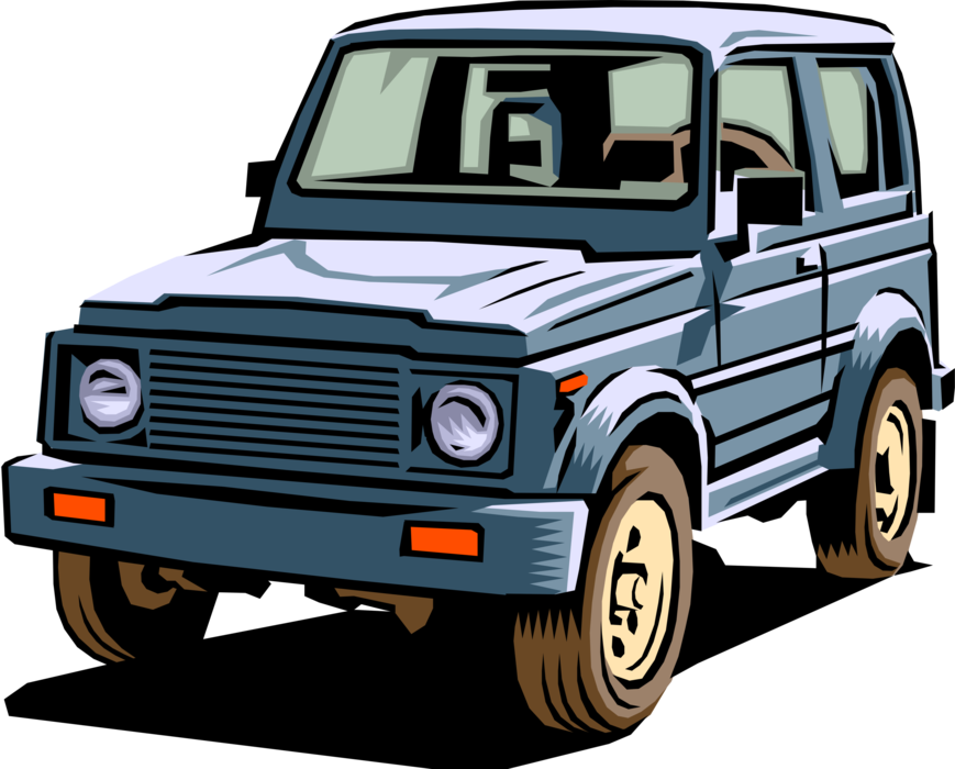 Vector Illustration of 4-Wheel Drive Automobile Vehicle Motor Car