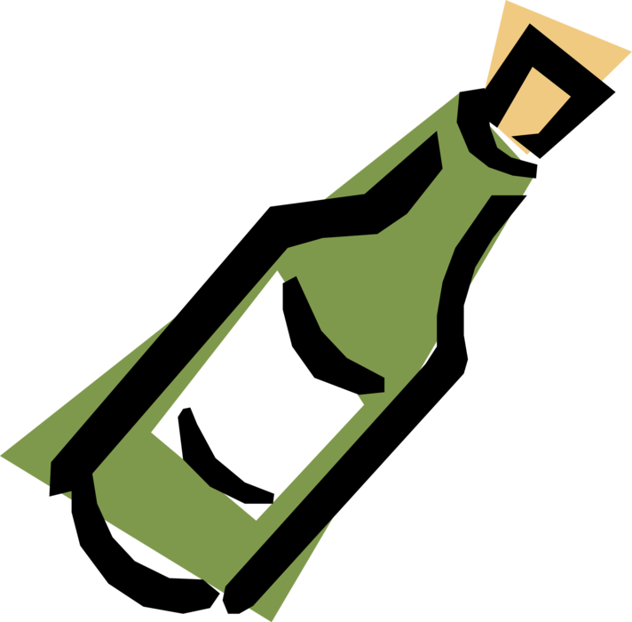 Vector Illustration of Wine Bottle Alcohol Beverage