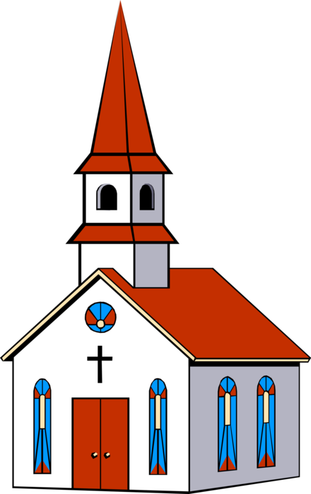 Vector Illustration of Christian Church Cathedral House of Worship Symbol