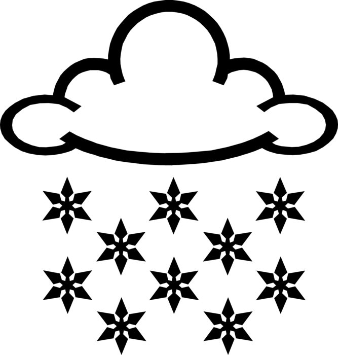 Vector Illustration of Weather Forecast Snowflakes with Clouds