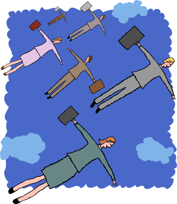 Vector Illustration of Business Associates Flying High