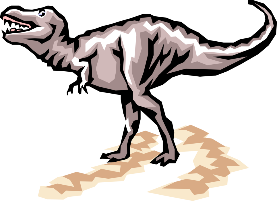 Vector Illustration of Prehistoric Tyrannosaurus Rex Dinosaur Running