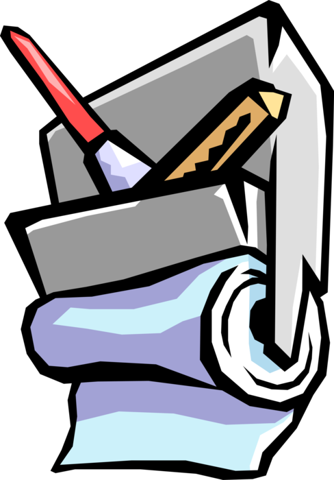 Vector Illustration of Window Cleaning Squeegee and Paper Towels