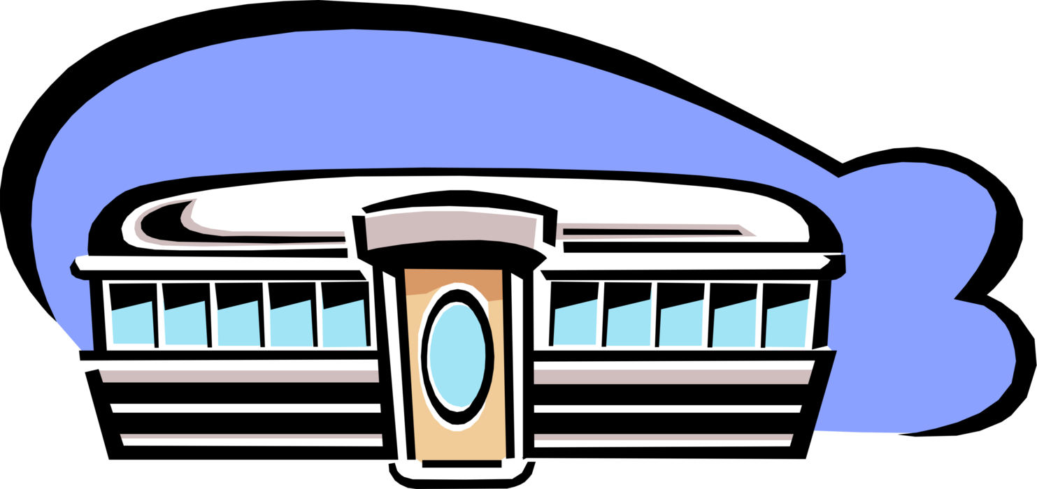 Vector Illustration of Diner Fast Food Restaurant Serves Quick and Inexpensive Fare
