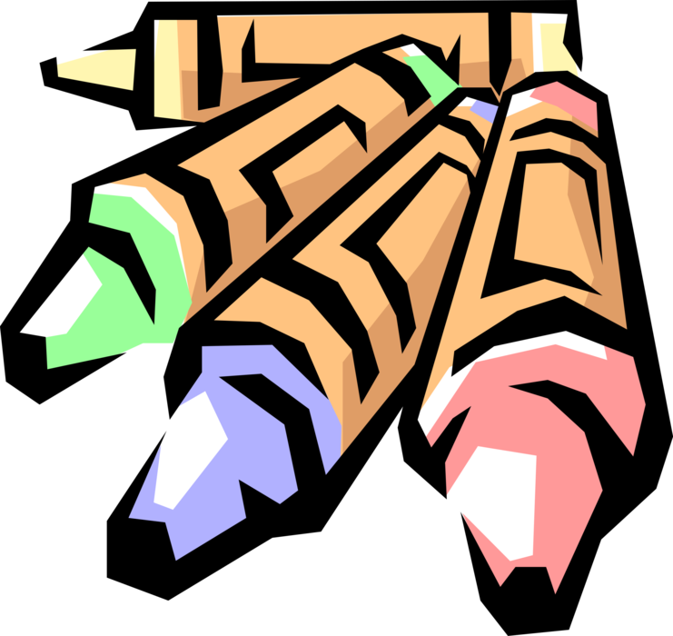 Vector Illustration of Crayola Children's Colored Crayons