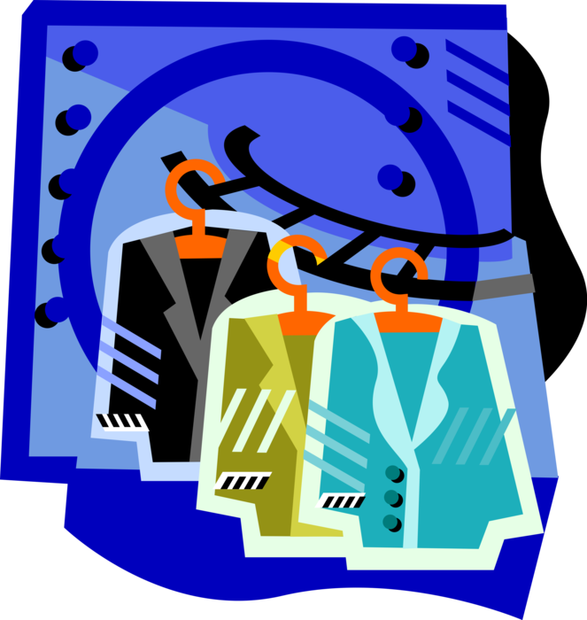 Vector Illustration of Dry Cleaning Service with Cleaned Garment Clothing