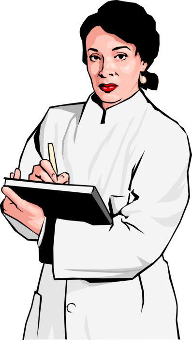 Vector Illustration of Medical Professional Doctor with Pen Updates Patient Records 