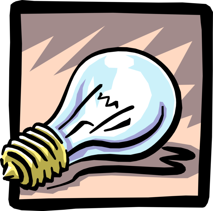 Vector Illustration of Electric Light Bulb Symbol of Invention, Innovation, Inspiration and Good Ideas