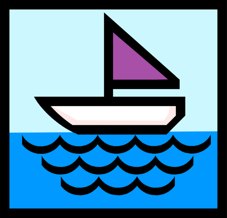 Vector Illustration of Sailboat Sailing on Water Symbol