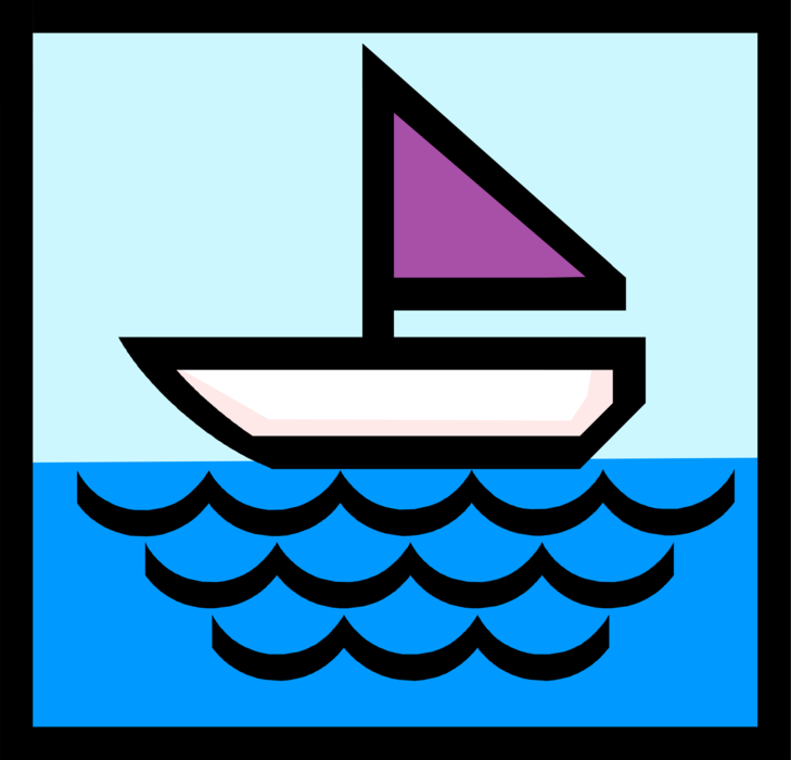 Vector Illustration of Sailboat Sailing on Water Symbol Vector Illustration of Sailboat Sailing on Water Symbol