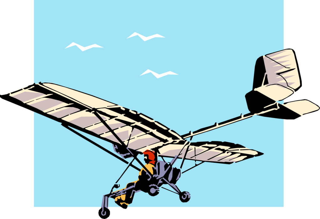 Vector Illustration of Single-Passenger Propeller Driven Light Airplane in Flight