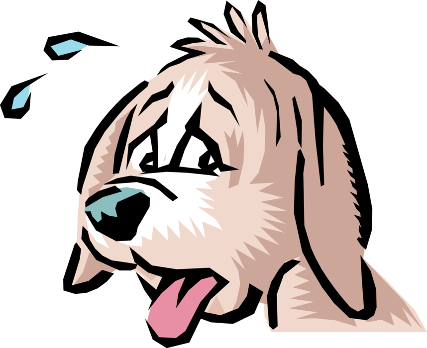 Vector Illustration of Cartoon Exhausted Pet Dog Panting Out of Breath