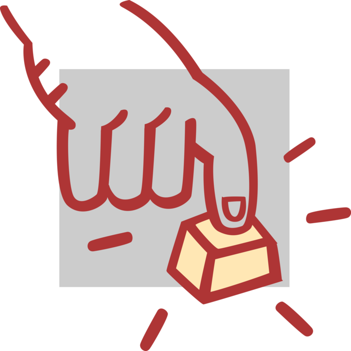 Vector Illustration of Finger on The Button Ready to Initiate Result