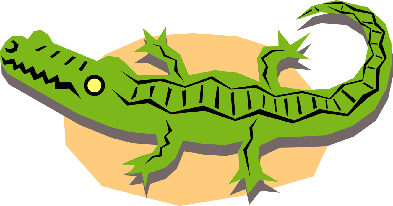 Vector Illustration of Alligator or Crocodile Tropical Aquatic Reptile