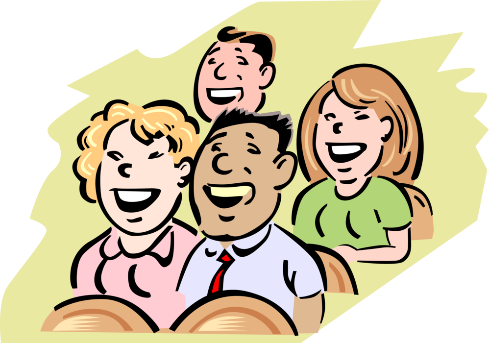 Vector Illustration of Television Show Audience Laughing at Funny Comedy