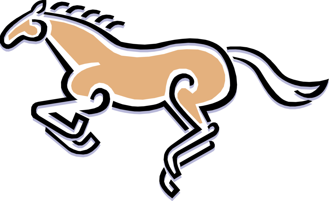 Vector Illustration of Quadruped Equine Horse Jumping