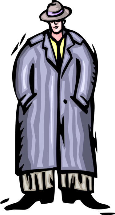 Vector Illustration of Man in Over-Sized Trench Coat