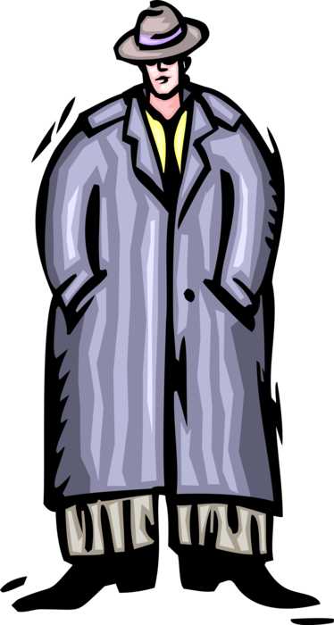 Vector Illustration of Man in Over-Sized Trench Coat