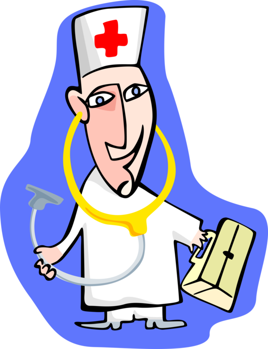 Vector Illustration of Health Care Professional Doctor Physician with Stethoscope and Medical Bag