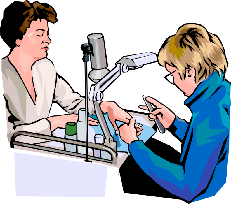 Vector Illustration of Manicurist Nail Technician Provides Manicure Cosmetic Treatment