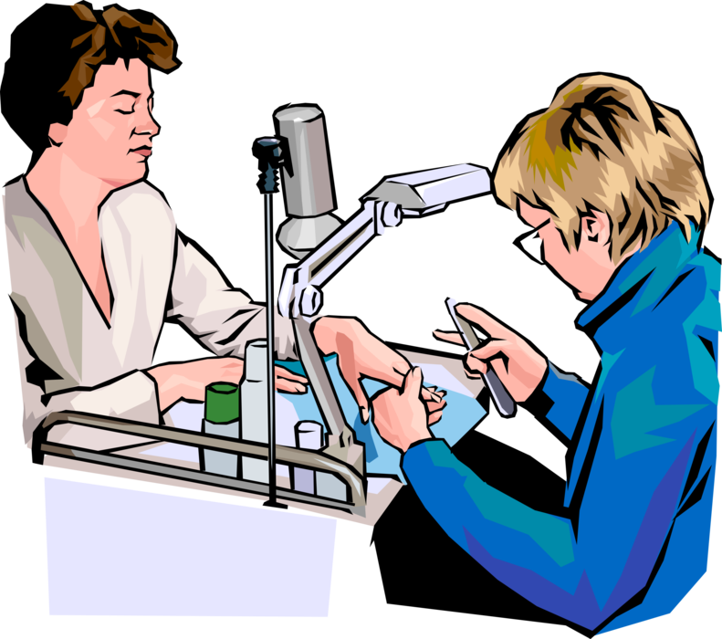 Vector Illustration of Manicurist Nail Technician Provides Manicure Cosmetic Treatment