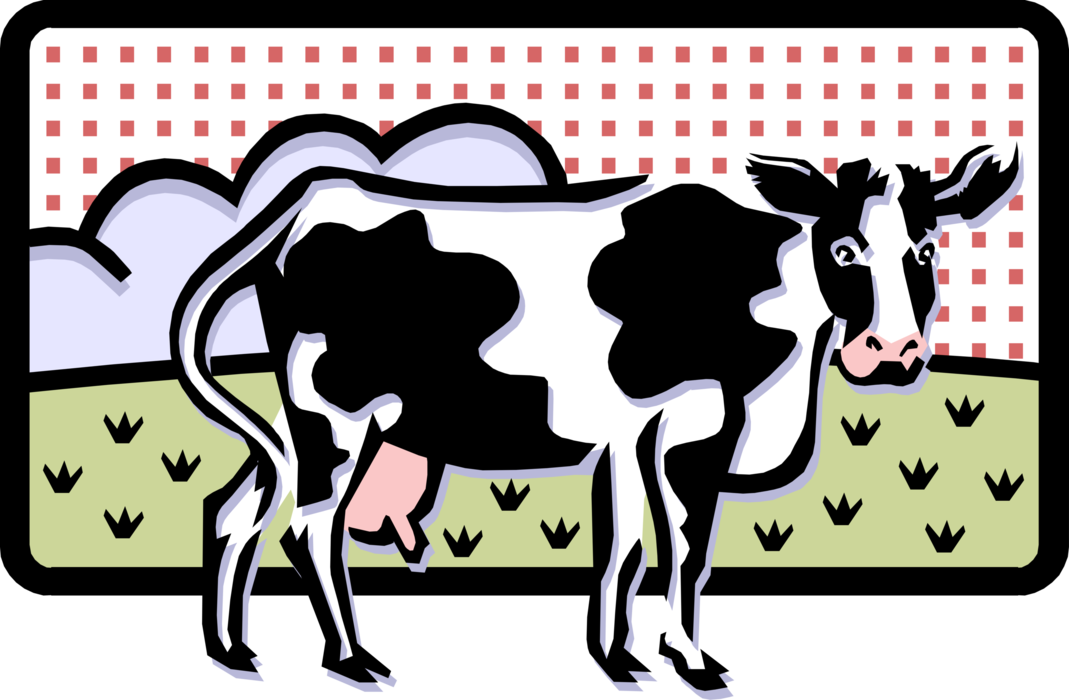 Vector Illustration of Farm Agriculture Livestock Animal Dairy Cow in Pasture