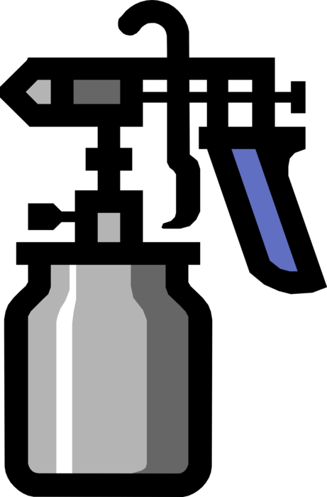 Vector Illustration of Compressed Gas Paint Sprayer Spray Painting Device