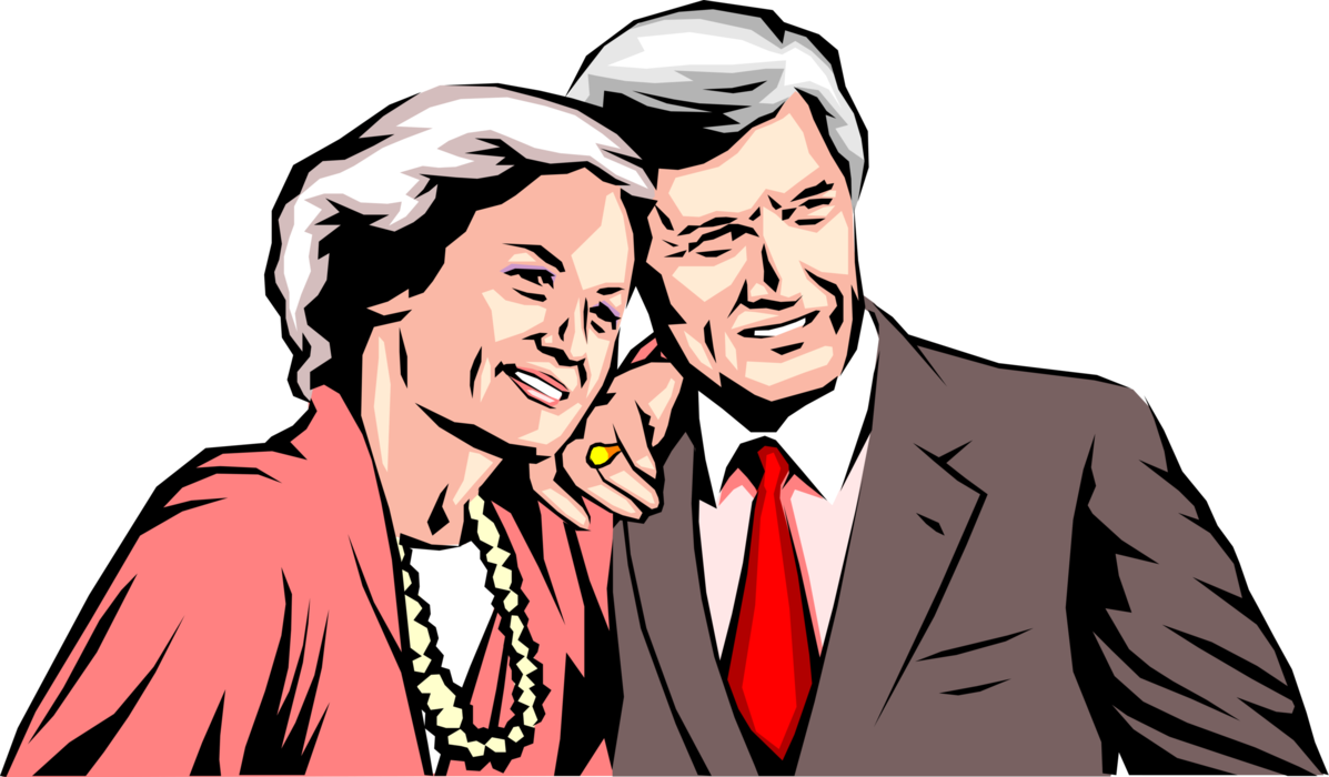 Vector Illustration of Middle Aged Man & Woman At Ease