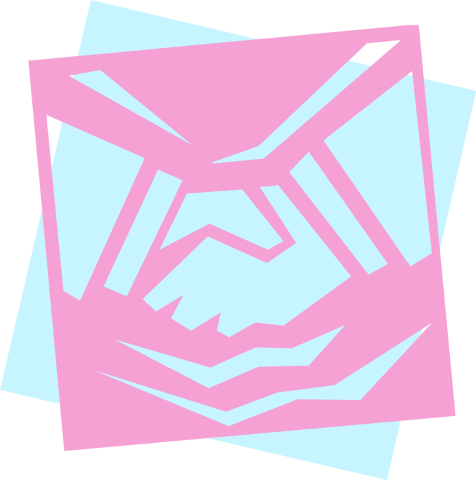 Vector Illustration of Shaking Hands in Handshake of Introduction Greeting or Agreement