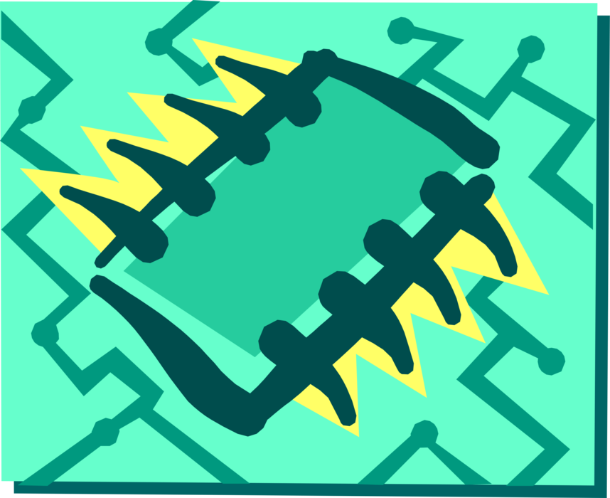 Vector Illustration of Information Technology Computer Chip Integrated Circuit Electronic Component