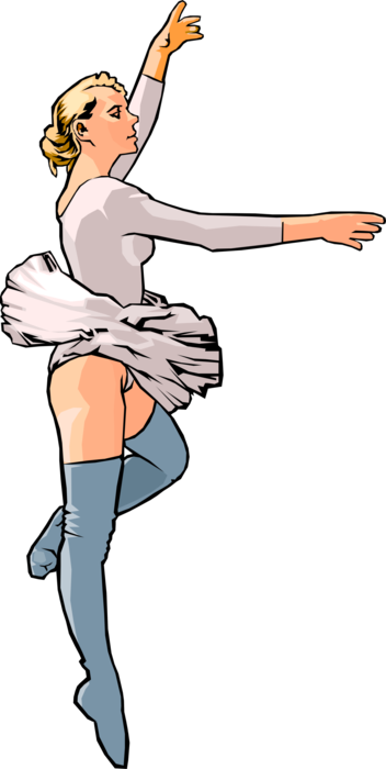 Vector Illustration of Ballerina in Warm-Ups for Ballet Performance