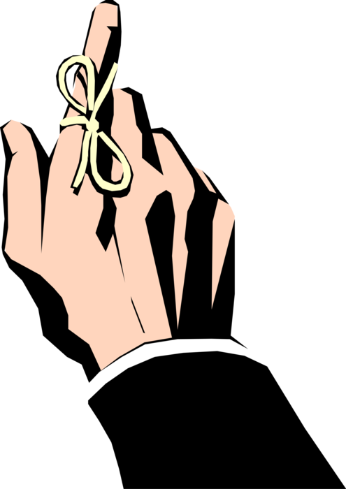 Vector Illustration of Finger with Bow Tied to Remember Something Important