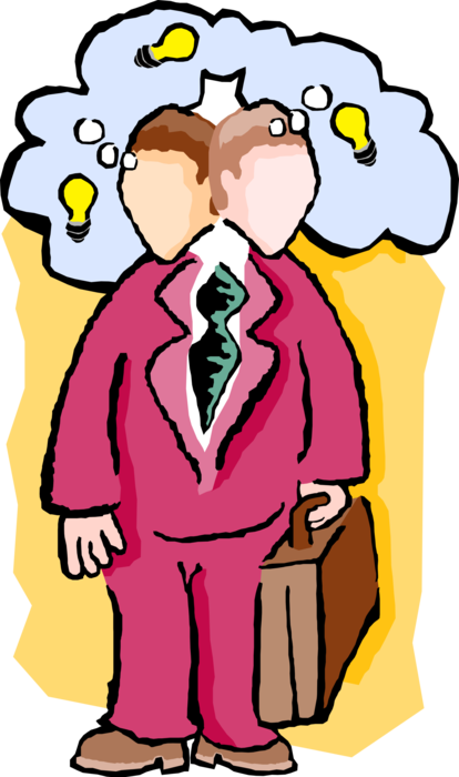 Vector Illustration of Businessman Problem Solving and Thinking of New Ideas and Solutions