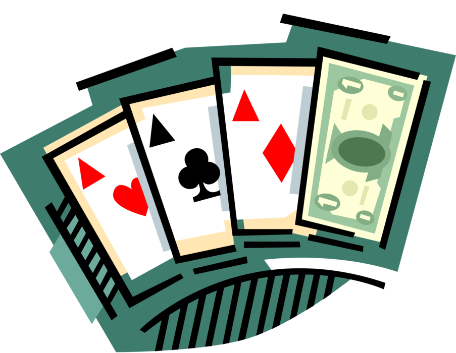 Vector Illustration of Playing Card Aces with Money Dollar Wild Card