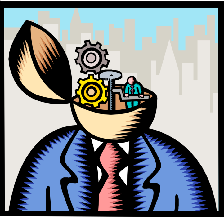 Vector Illustration of Turning the Gears of Worker Productivity