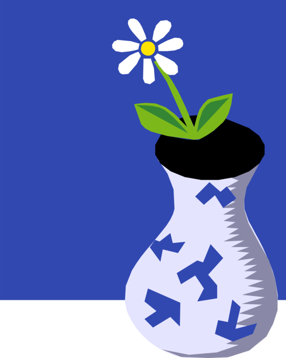 Vector Illustration of Single Daisy Flower Stem in Vase