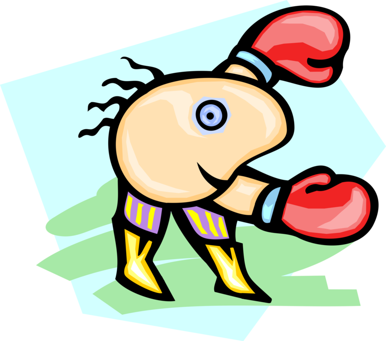 Vector Illustration of Prizefighter Pugilist Boxer with Boxing Gloves