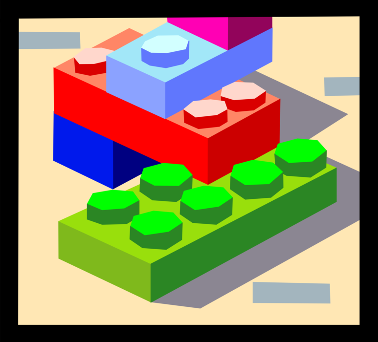 Vector Illustration of Child's Building Blocks Lego Toy