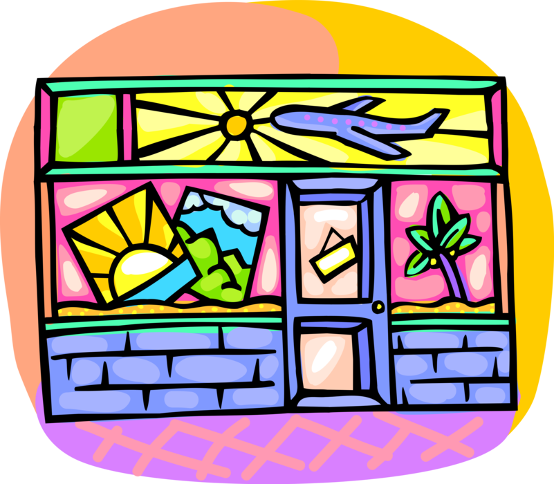 Vector Illustration of Retail Travel Agency Storefront