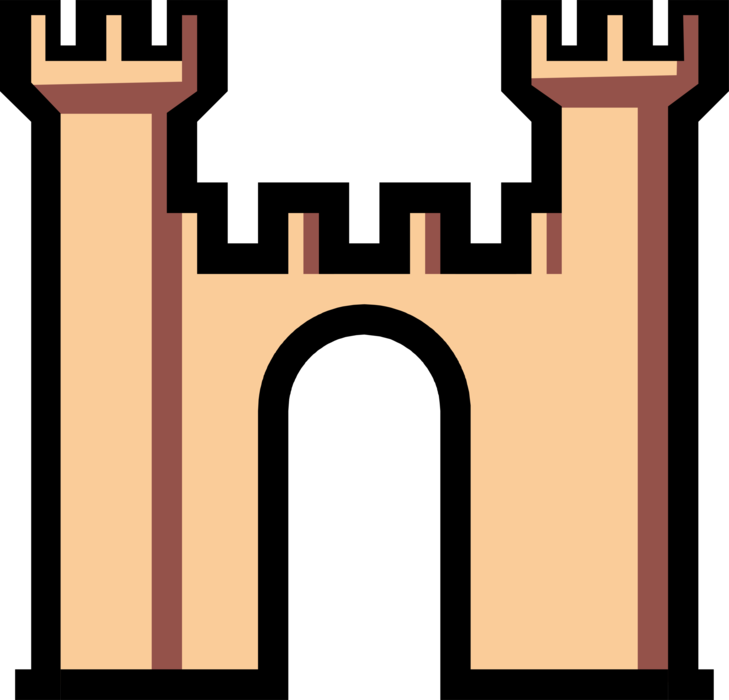 Vector Illustration of Medieval Castle Fortification Symbol
