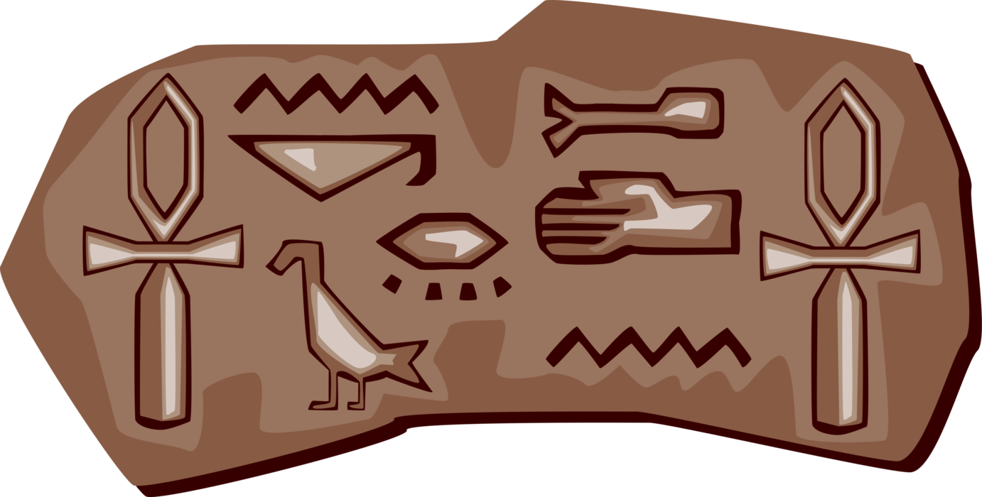 Vector Illustration of Ancient Egyptian Petroglyphs and Hieroglyphs